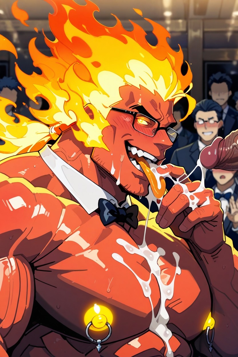 Hair On Fire, Monster, Focus On Face And Pecs AI Gay Porn