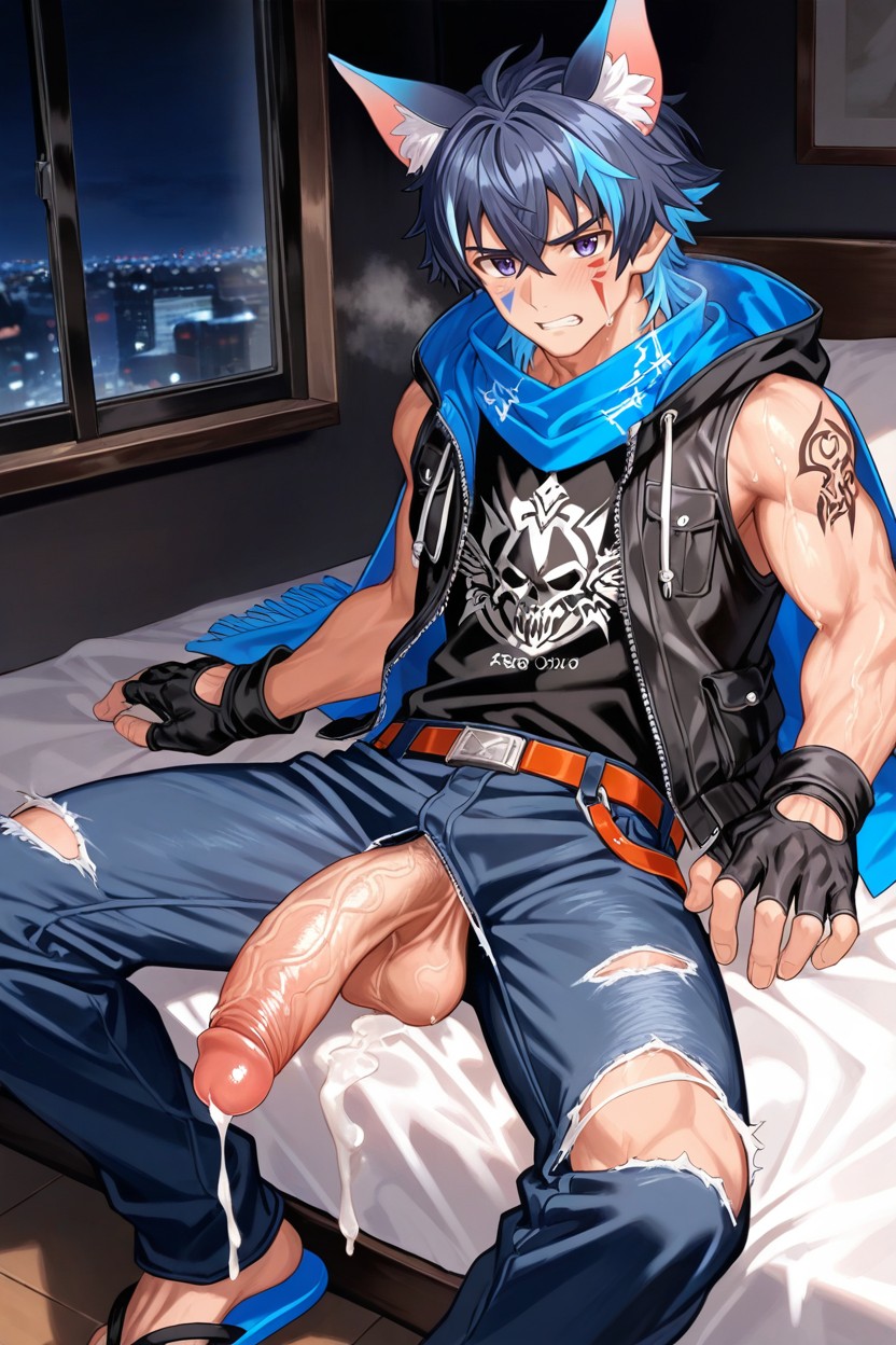 Torn Pants, Jacket, Print Shirt Porno IA Gay
