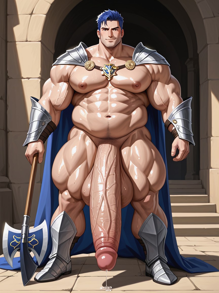 Broad Shoulders, Fantasy Castle Setting, オイルを塗った肌 ゲイAIポルノ