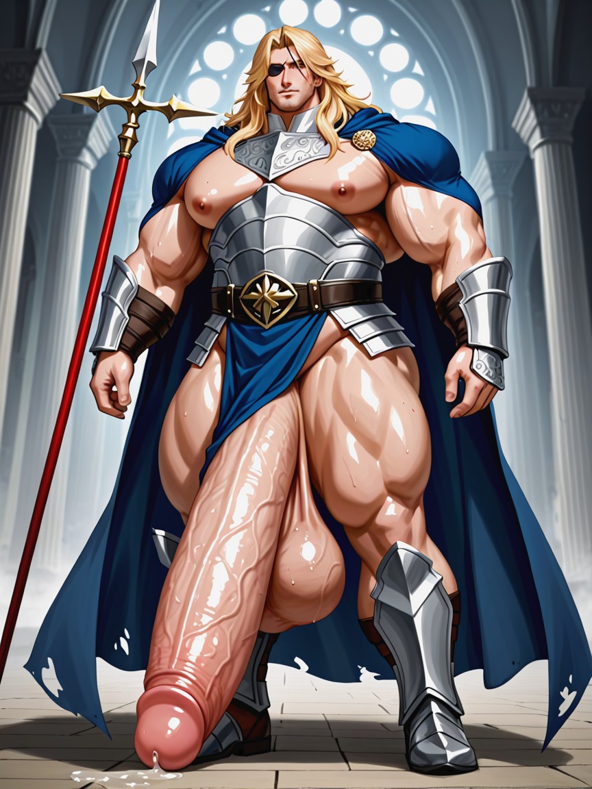 Épais, Blonde Hair, Shaved Body Porno IA Gay