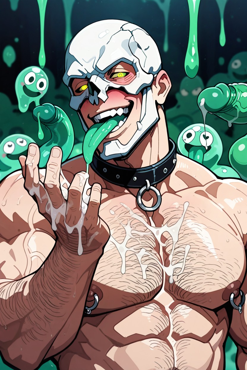 Collar, 25+, Focus On Face And Pecs Pornografia gay com IA