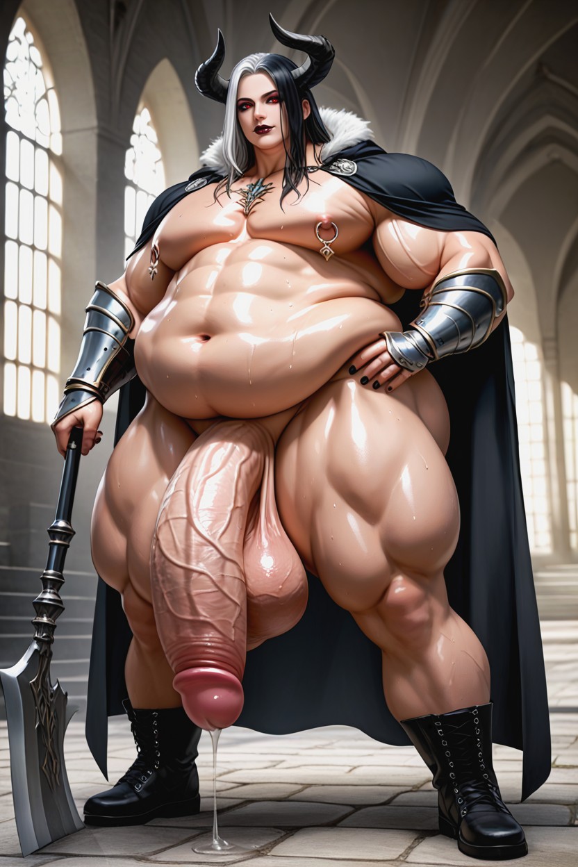 Femine Face, Shiny Skin, Demon Horns Porno IA Gay