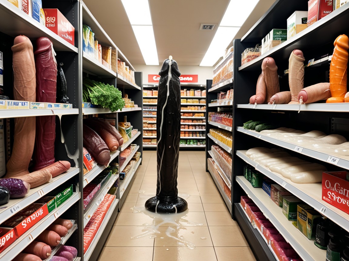 18+, Cum, Dildo Shelves Of Sex Shop In Convenience Store Porno IA Gay