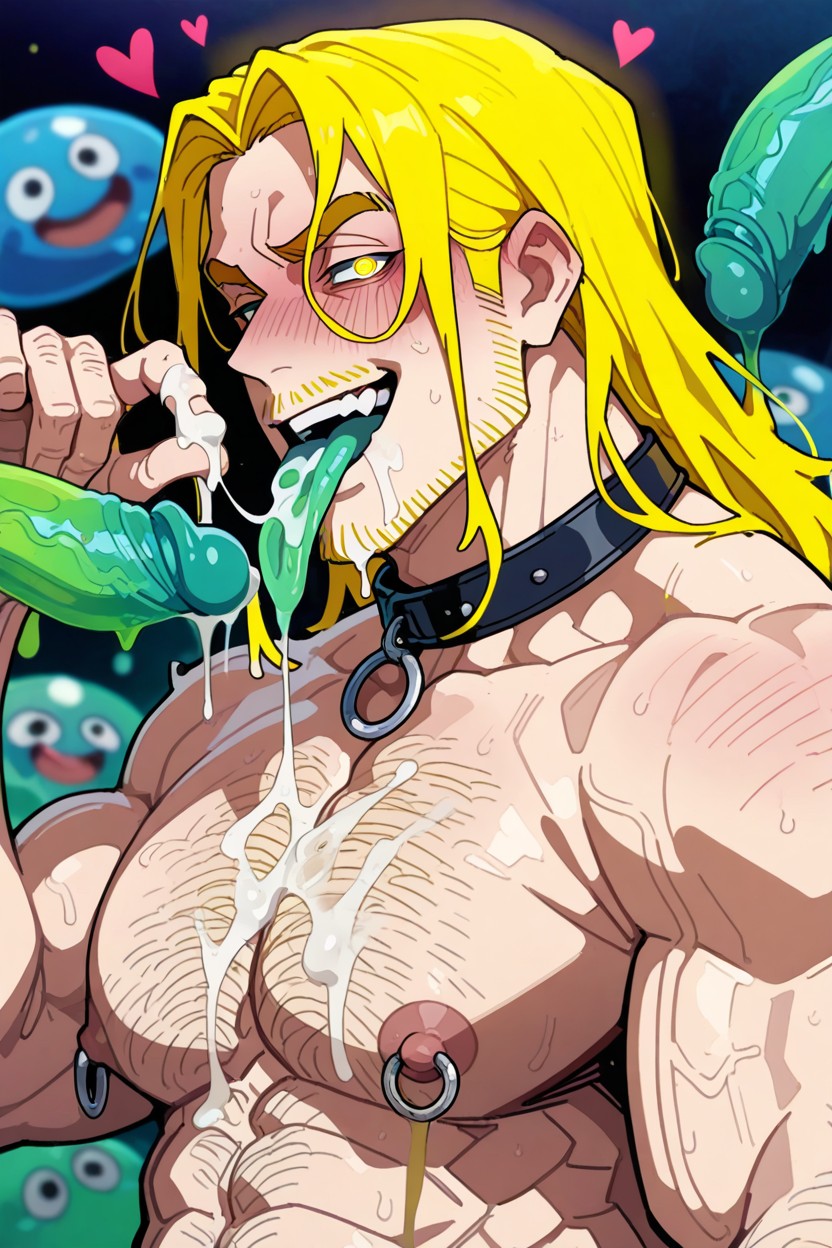 Fully Naked, Focus On Face And Pecs, Gooey Slime Body Porno IA Gay