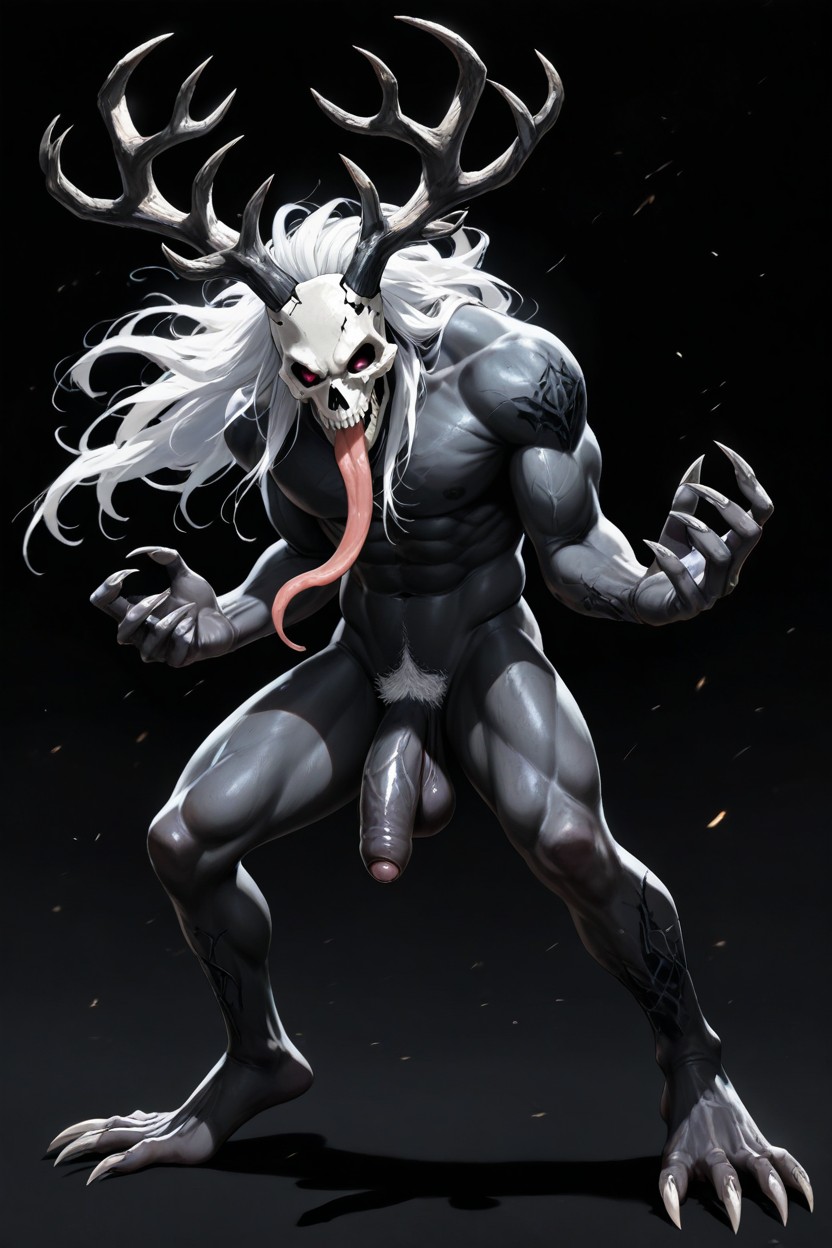 Simple Black Background, Antlers, Goth Porno IA Gay