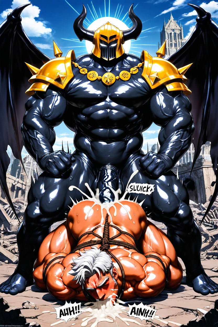 Hell, Battlefield, Demon Fucks Human Male Night From Behind ゲイAIポルノ