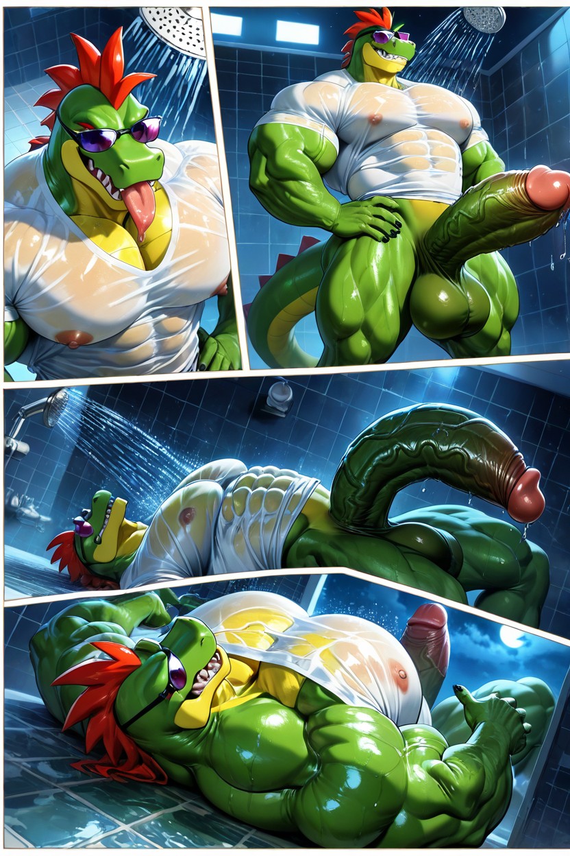Hyper Abs, Hyper Penis, Rich Yellow Jaw Pornografia gay com IA