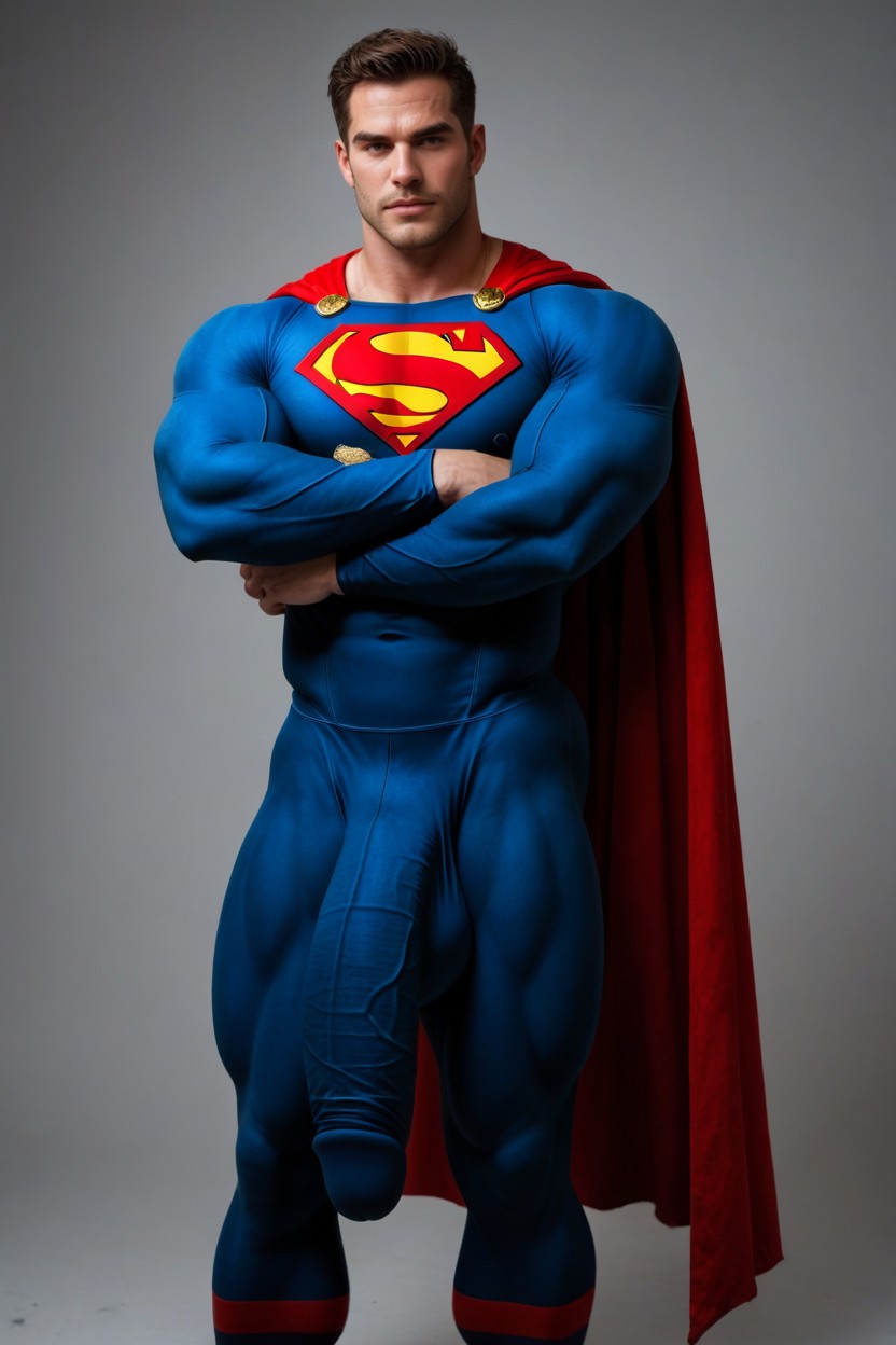 No Nudity, Waist Shot, Spandex Wet Look Superman Suit AI Gay Porn
