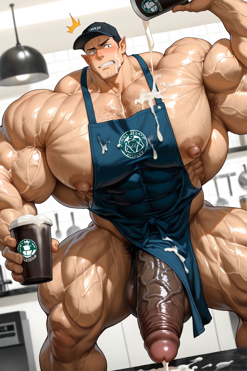 Pointy Ears, Bust Shot, Oversized Muscles AI Gay Porn