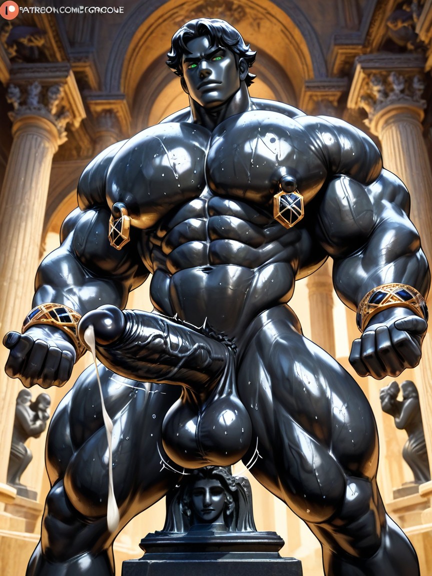 Clark Kent, Hdr, Black Massive Growing Thick Girth Extremely Veiny Vascular Uncut Cock AI Gay Porn