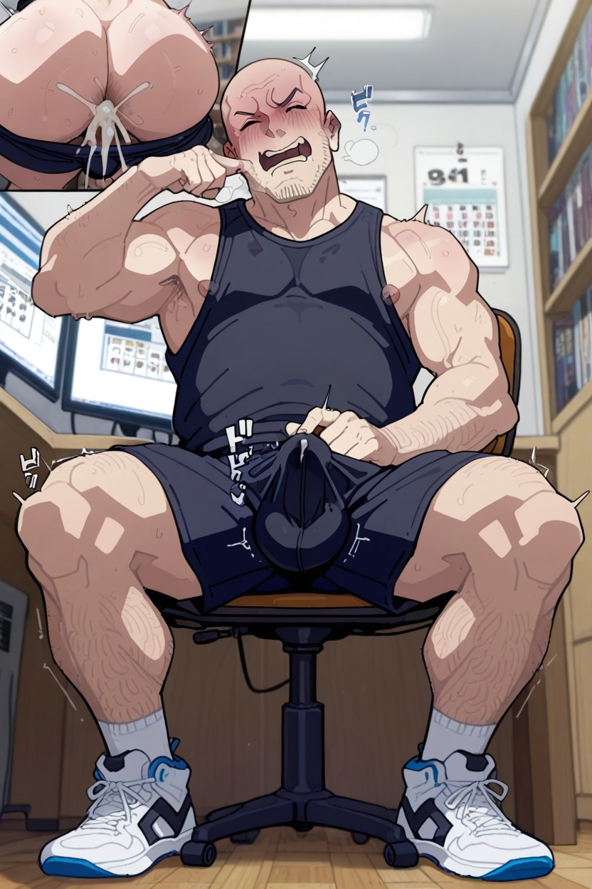 Head Tilt Up, Big Pecs, Stubble Beard AI Gay Porn