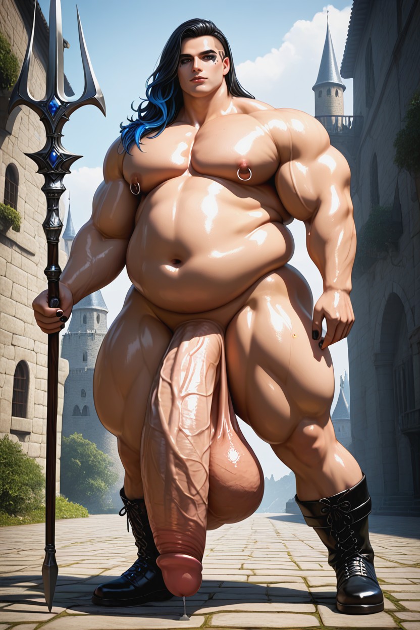 Cul Énorme, Glossy Skin, Masculine Body Porno IA Gay