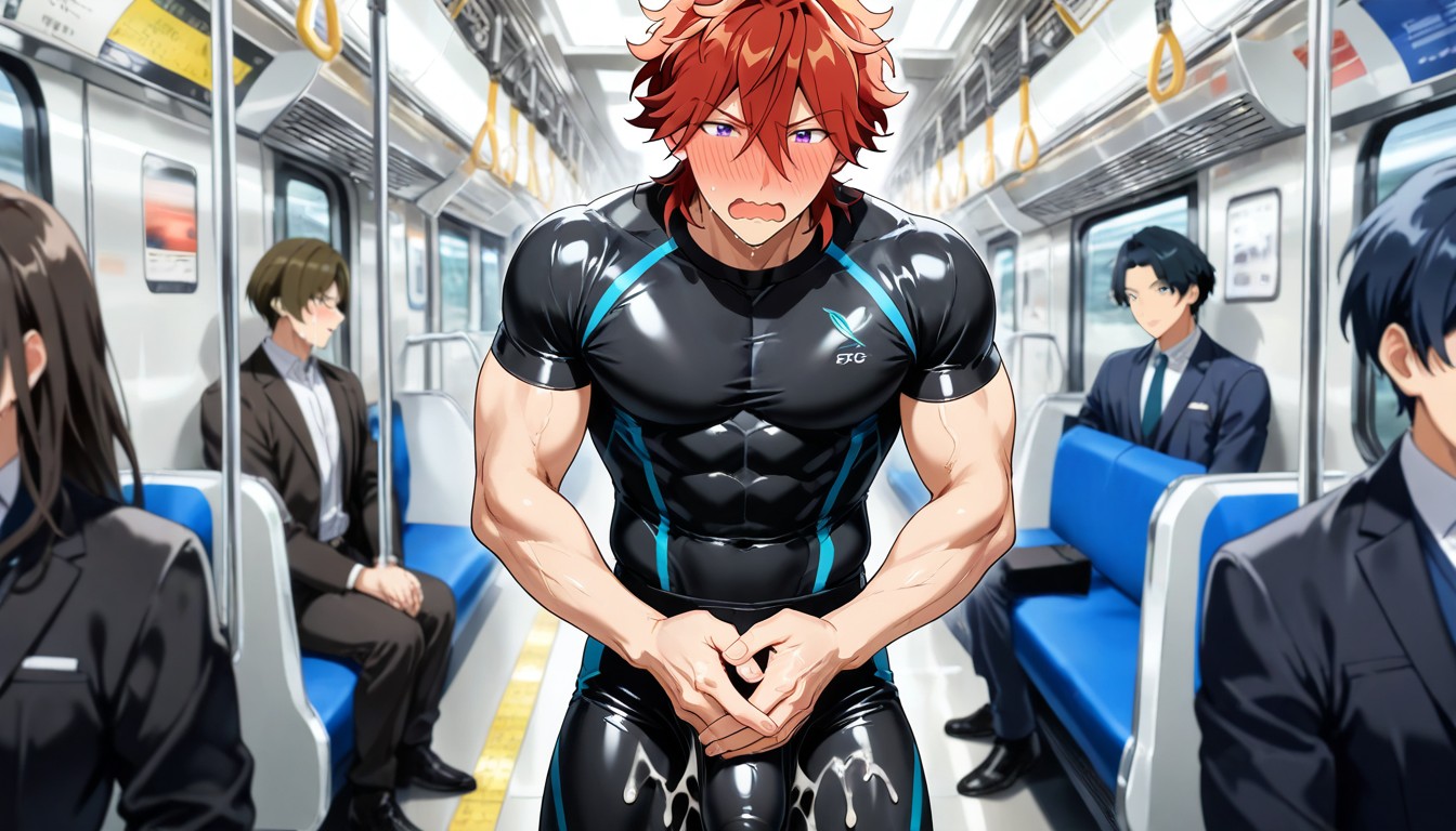 Standing In Metro, Orgasm, 25+ AI Gay Porn