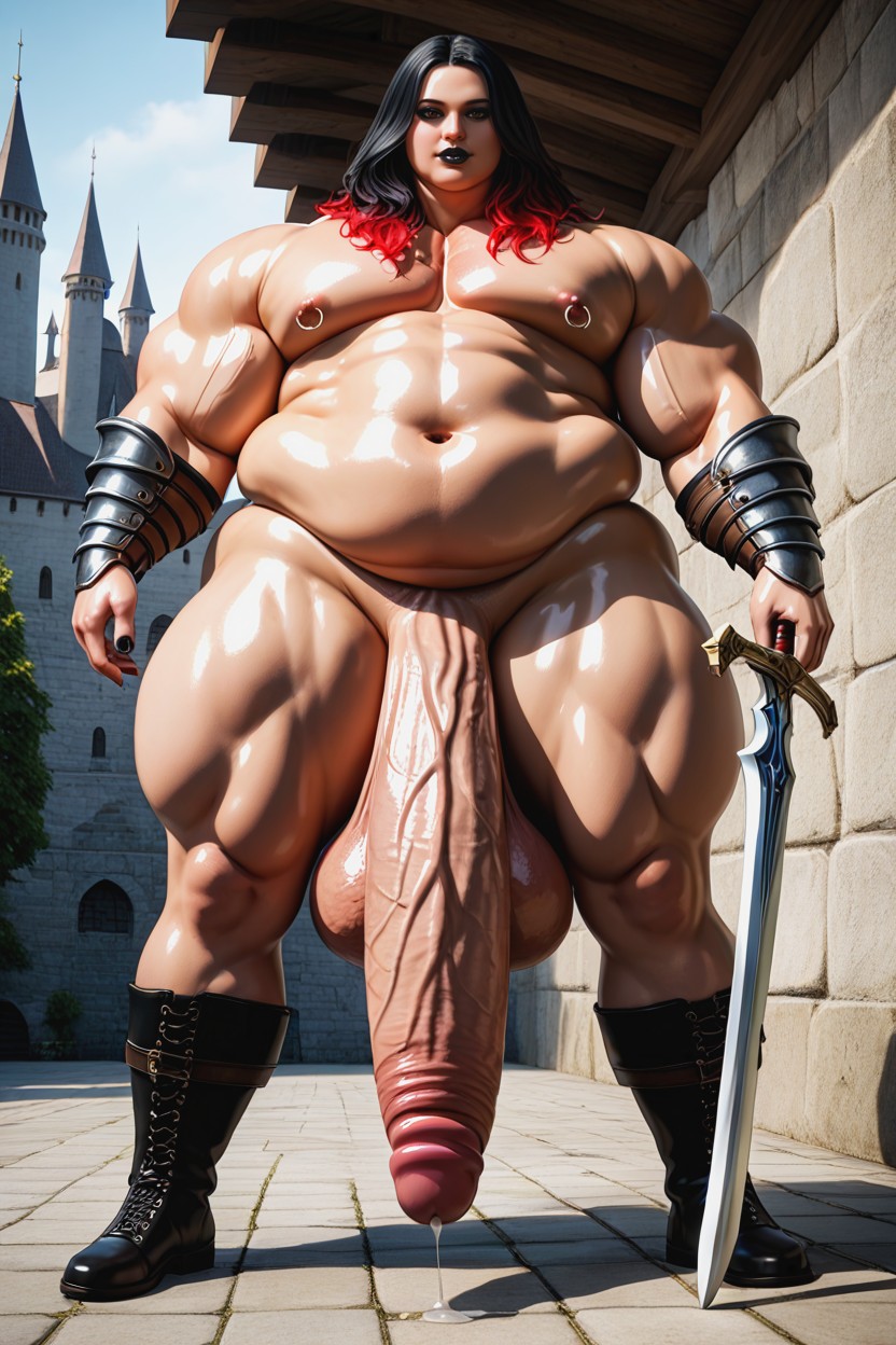 Hyper Pecs, Smooth Skin, Bulky Muscular Body Porno IA Gay