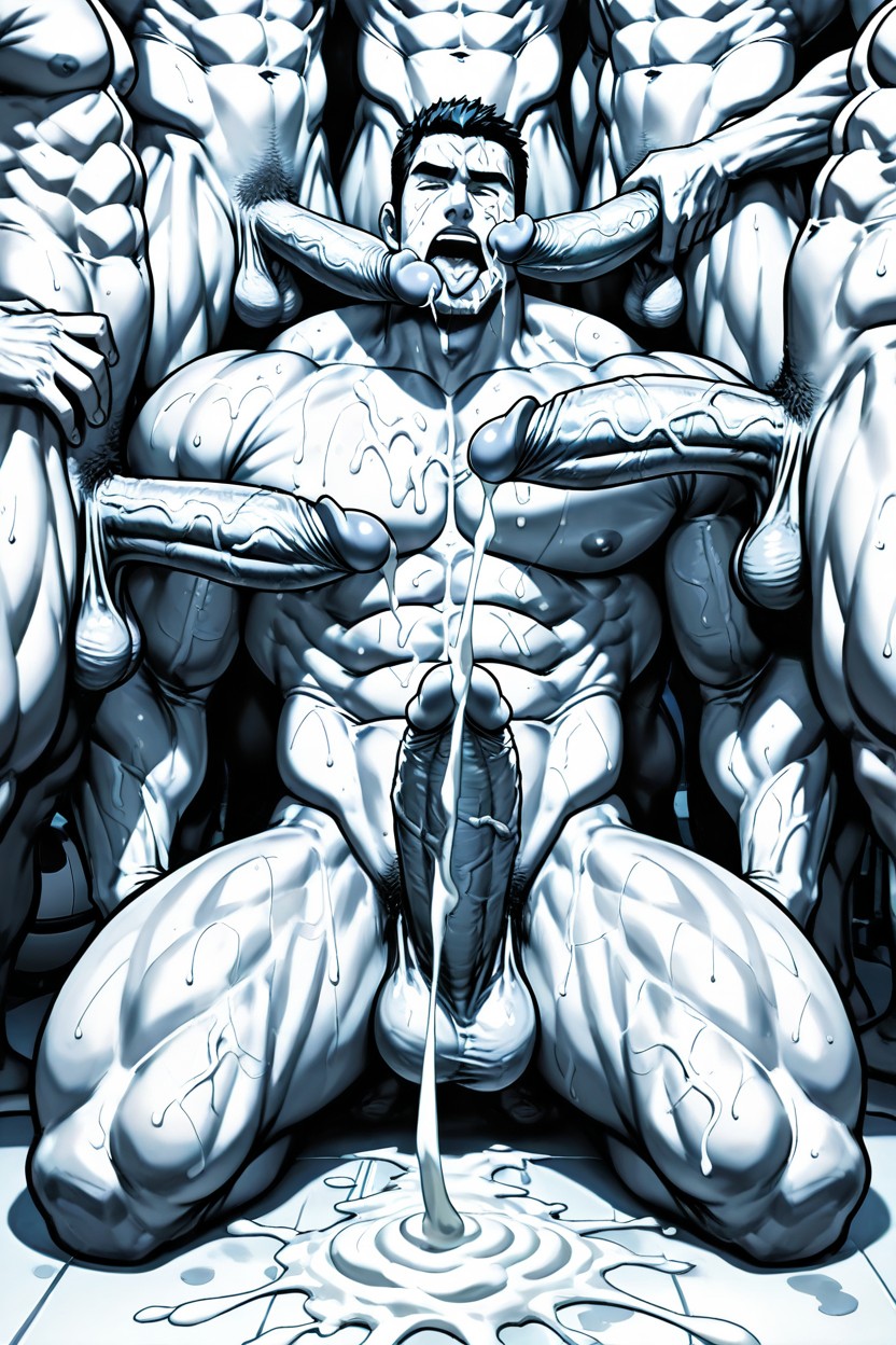 Hyper Large Pecs, Man, Large Testicles Porno IA Gay