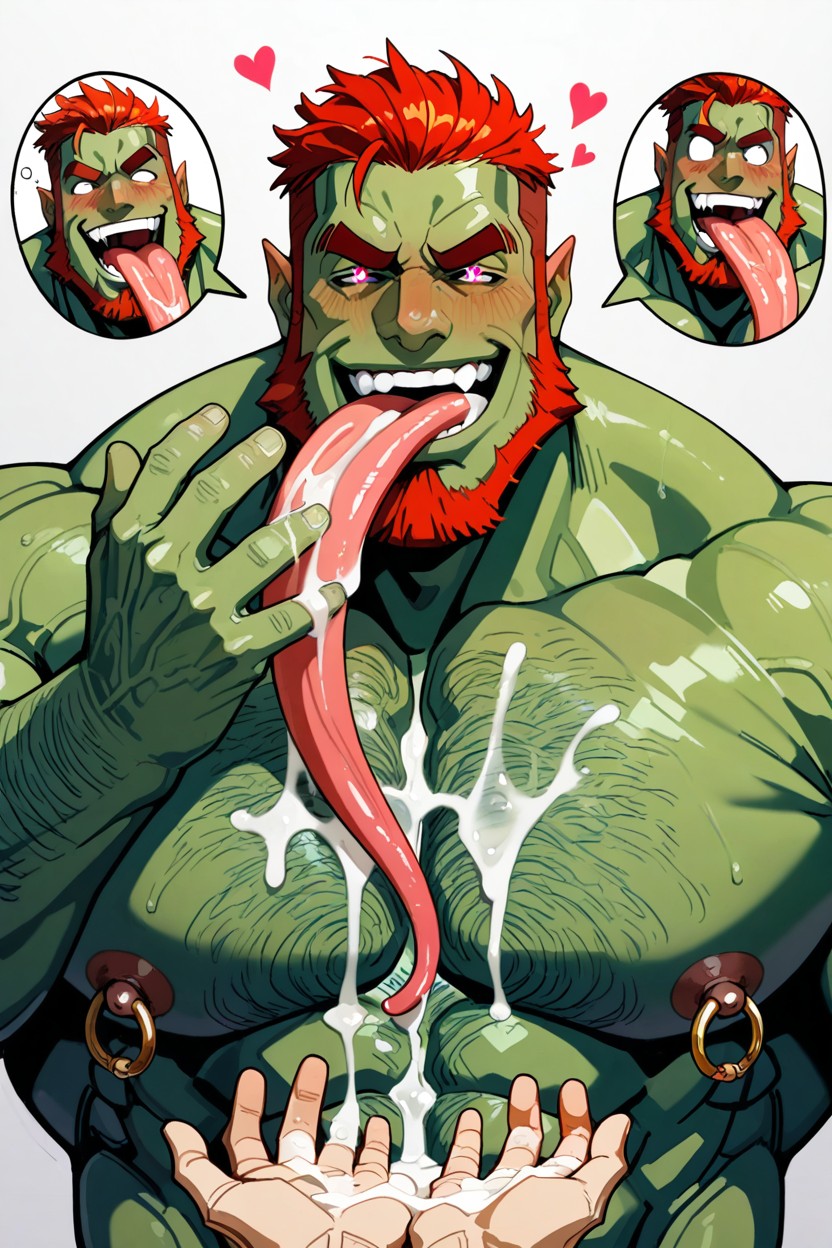 Cum On Chest, Cum In Mouth, One Orc Has Green Skin AI同性戀黃片