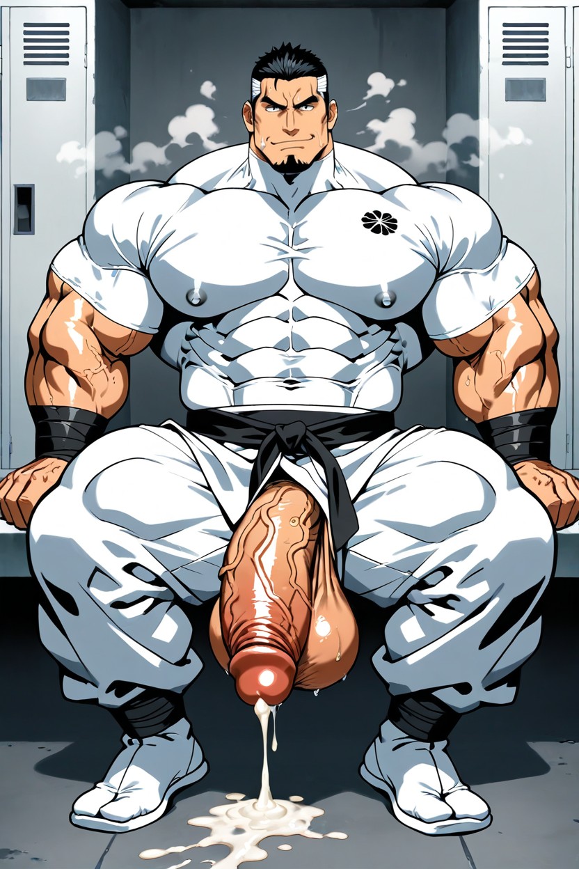 Muscular Biceps, Leaking Precum, Black Hair With Shaved Sides Porno IA Gay