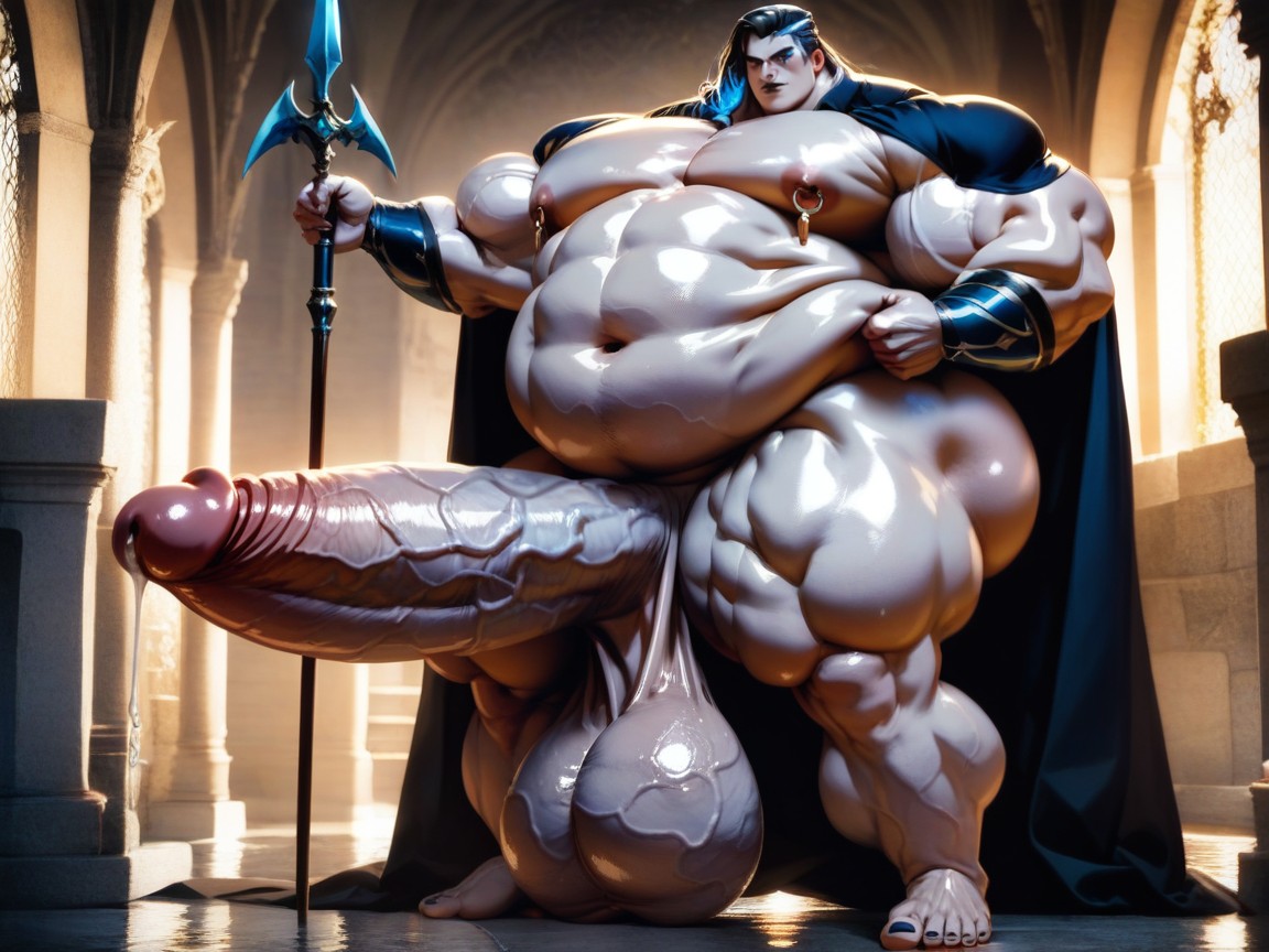 Impossibly Long Hyper Penis, Masculine Chest, Black Hair With Blue Highlights KI Schwulenporno