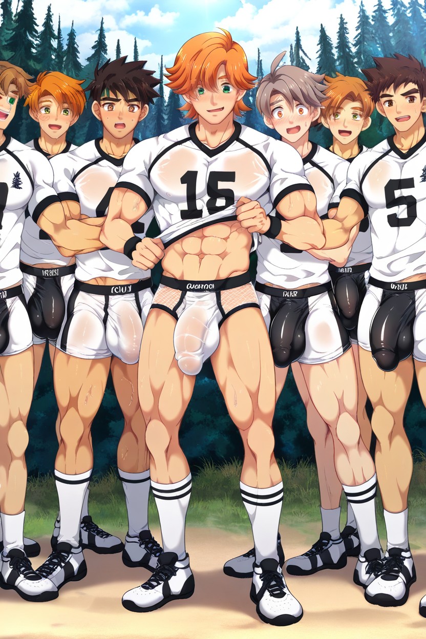 Penis Bulge, Wearingultra-tight Compression, 汗だく ゲイAIポルノ