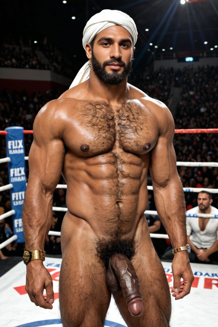 Long Black Curly Beard, Round Pecs, Thicc Thigh ゲイAIポルノ