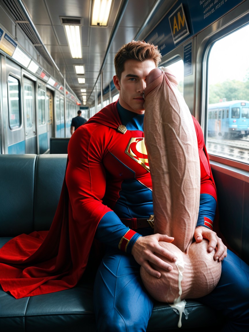 슈퍼 히어로, 빨간색, Perfect Impossibly Oversized Thick And Extra Long Hyper Dick 게이 AI 포르노