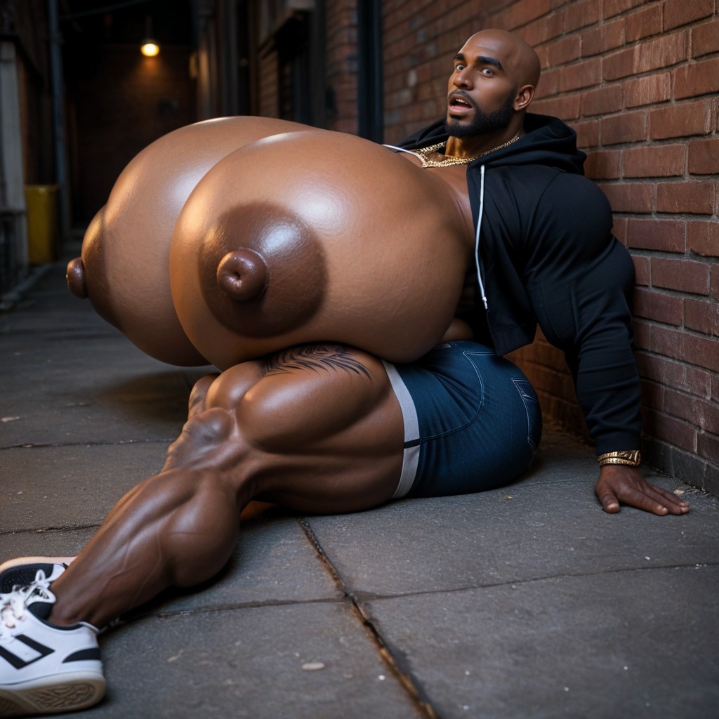 Bouche Bée, Grand Angle, Musclé Porno IA Gay