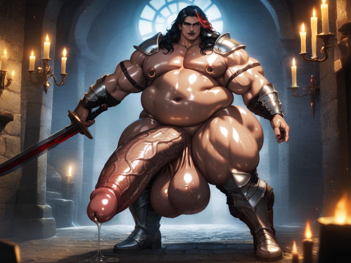 Medieval Dungeon Setting, Masculine Chest, Lange Länge KI Schwulenporno