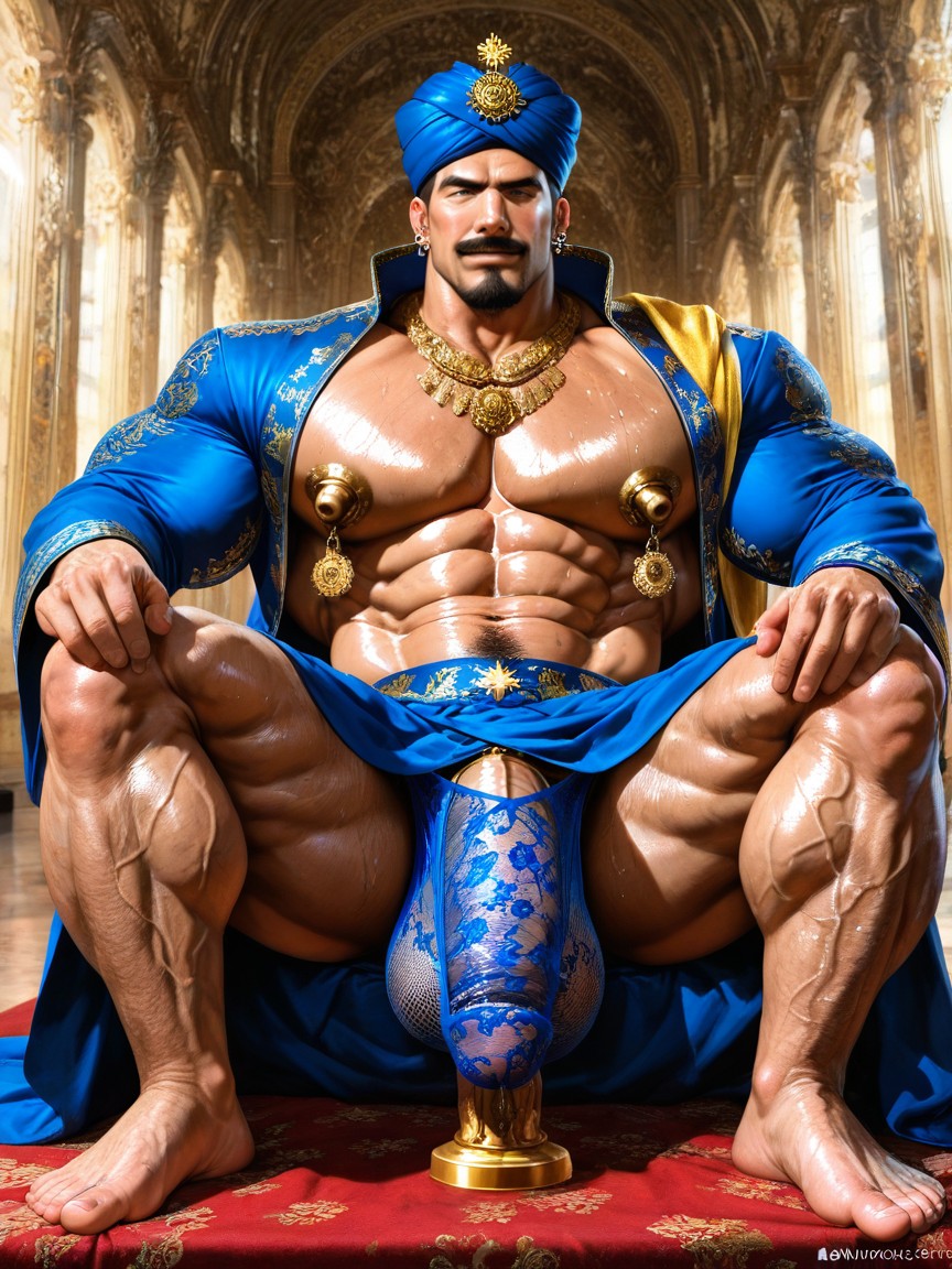 Indian Hyper Detailed Elaborate Heavy Golden Ornate Ruby Necklace With A Dildo, Dynamic Pose, Humiliation Porno IA Gay