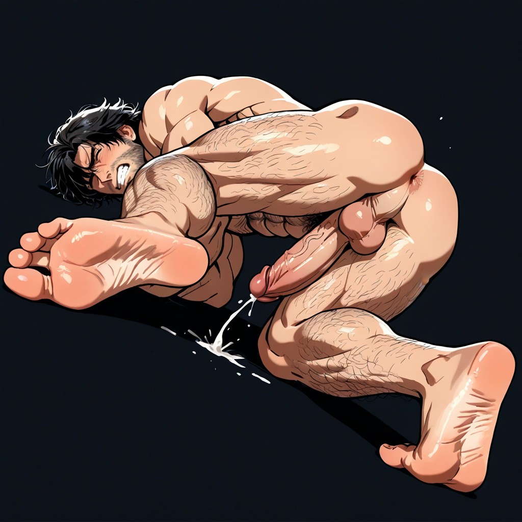Strong Legs, Arms Straight, Dim Black Background Porno IA Gay