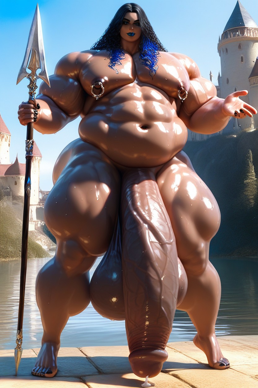 Hyper Thick Body, Shiny Skin, Fantasy Armor Porno IA Gay