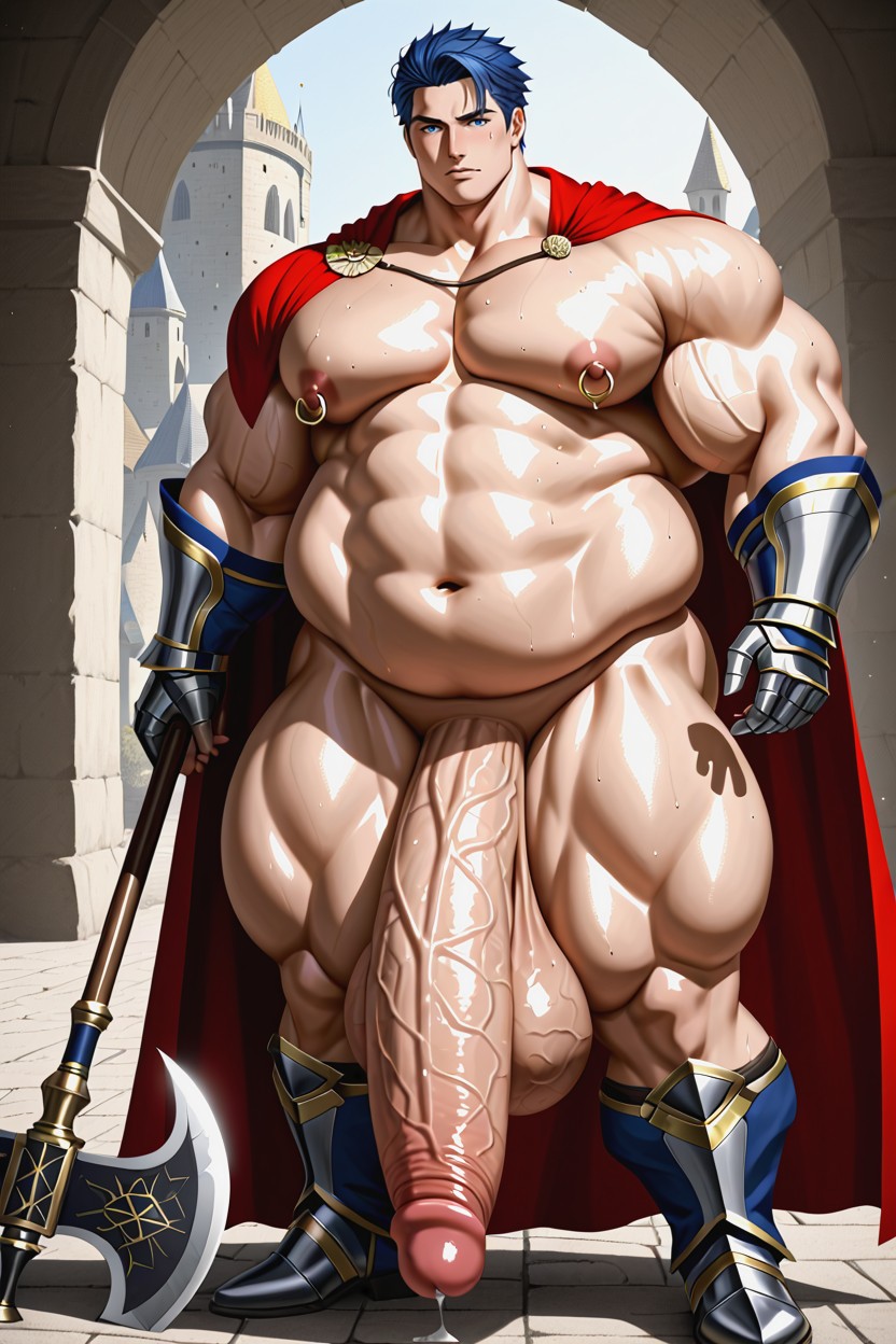 Cul Énorme, Soft Facial Features, Bulky Defined Muscles Porno IA Gay