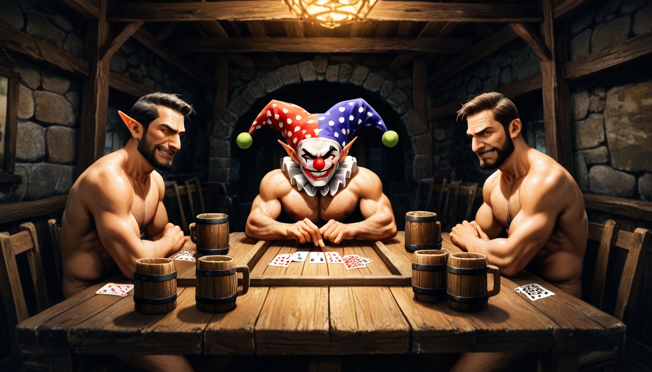 3 Personnes, Grand Angle, In Medieval Tavern Porno IA Gay