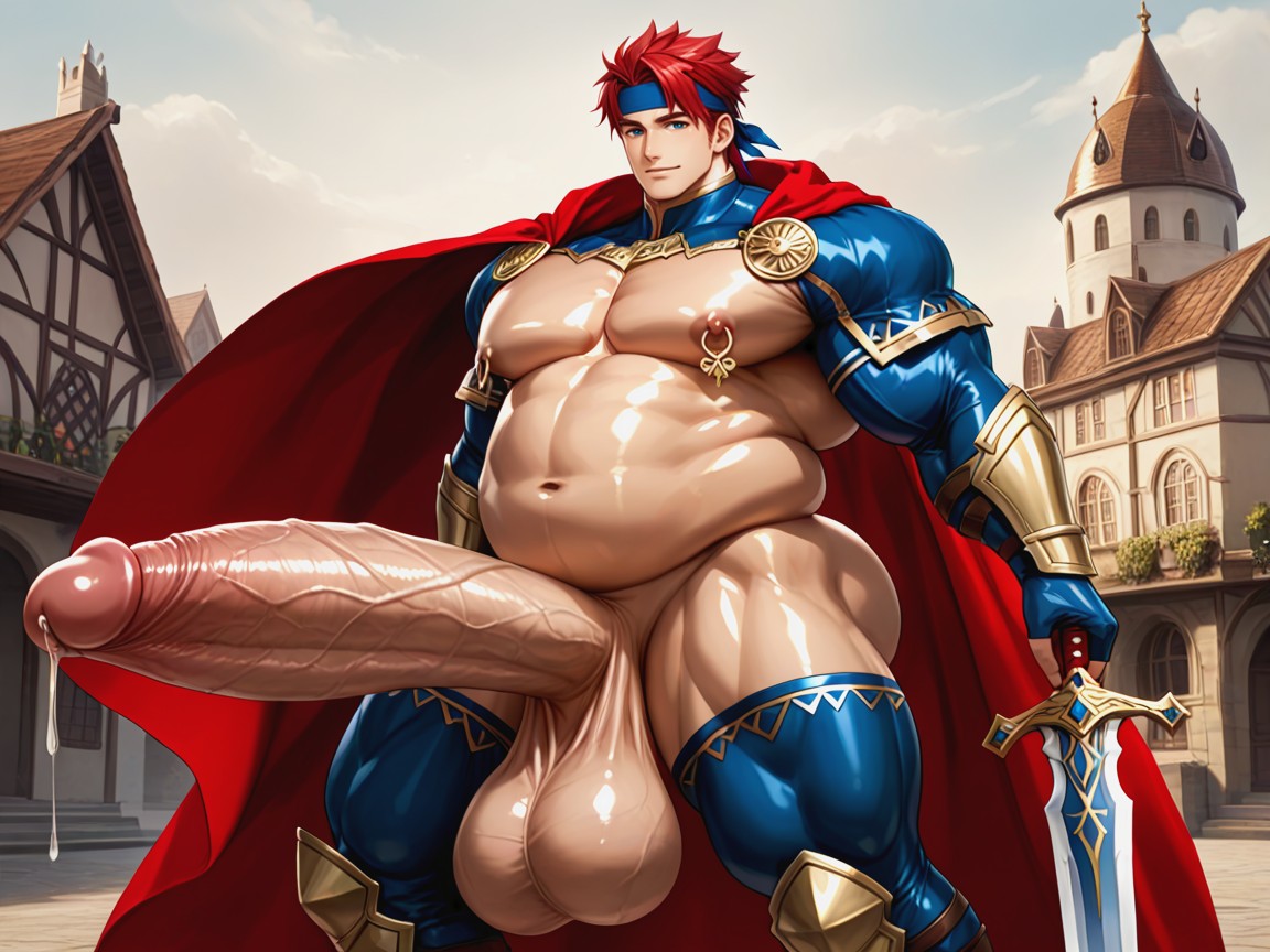 Oiled Skin, Holding Sword, Hyper Pecs Porno IA Gay