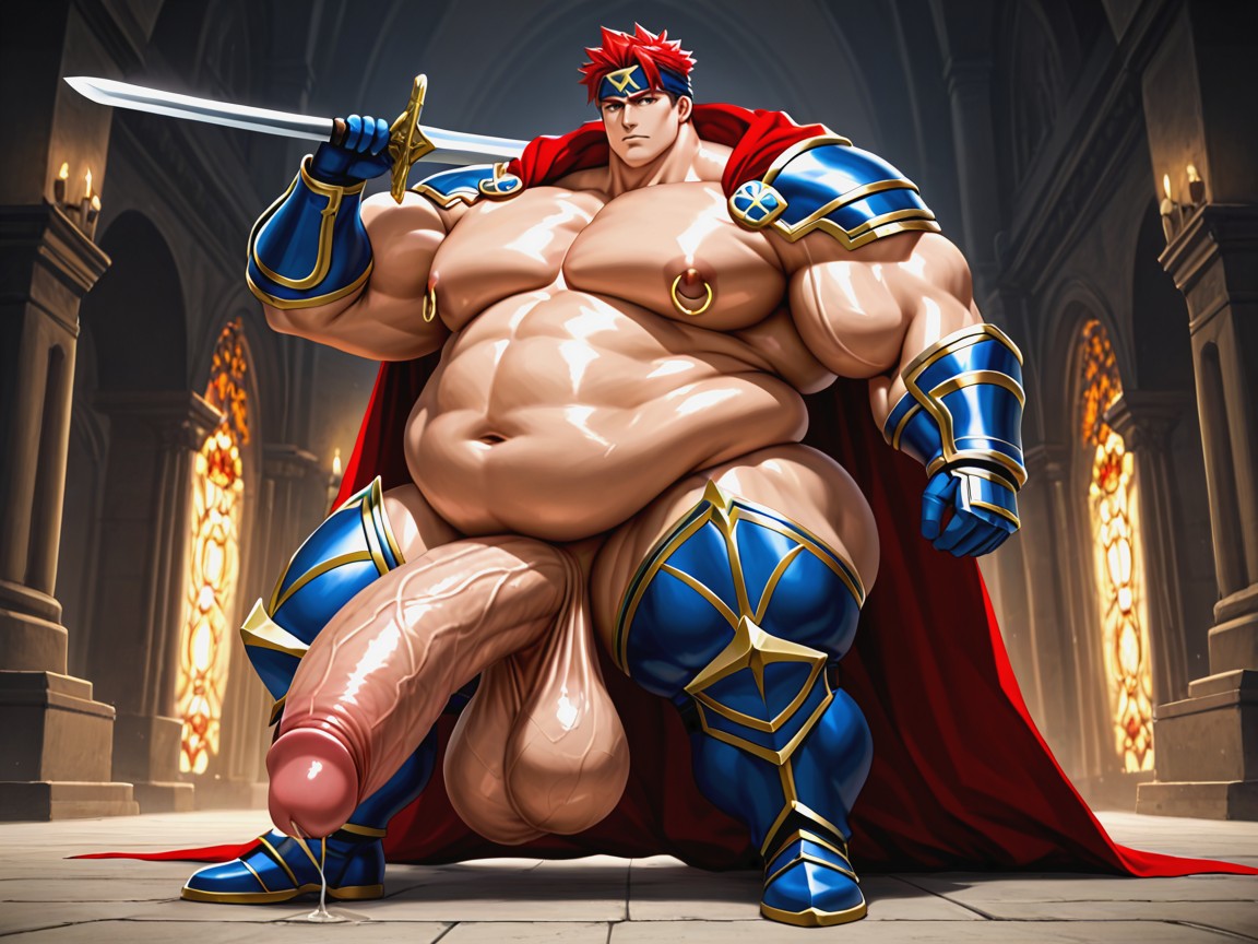 Roy, Shaved Body, Gigantic Oversized Heavy Sagging Balls Pornografia gay com IA