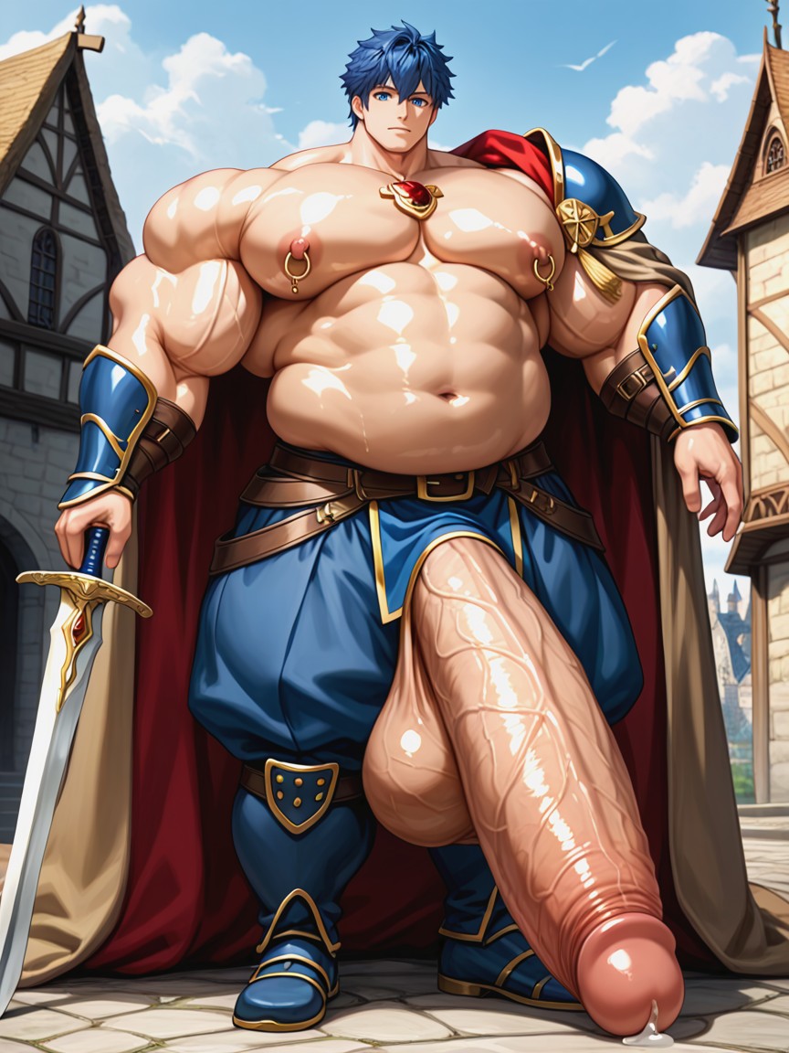 Medieval Castle Setting, Huge Muscles, Red Brooch Porno IA Gay