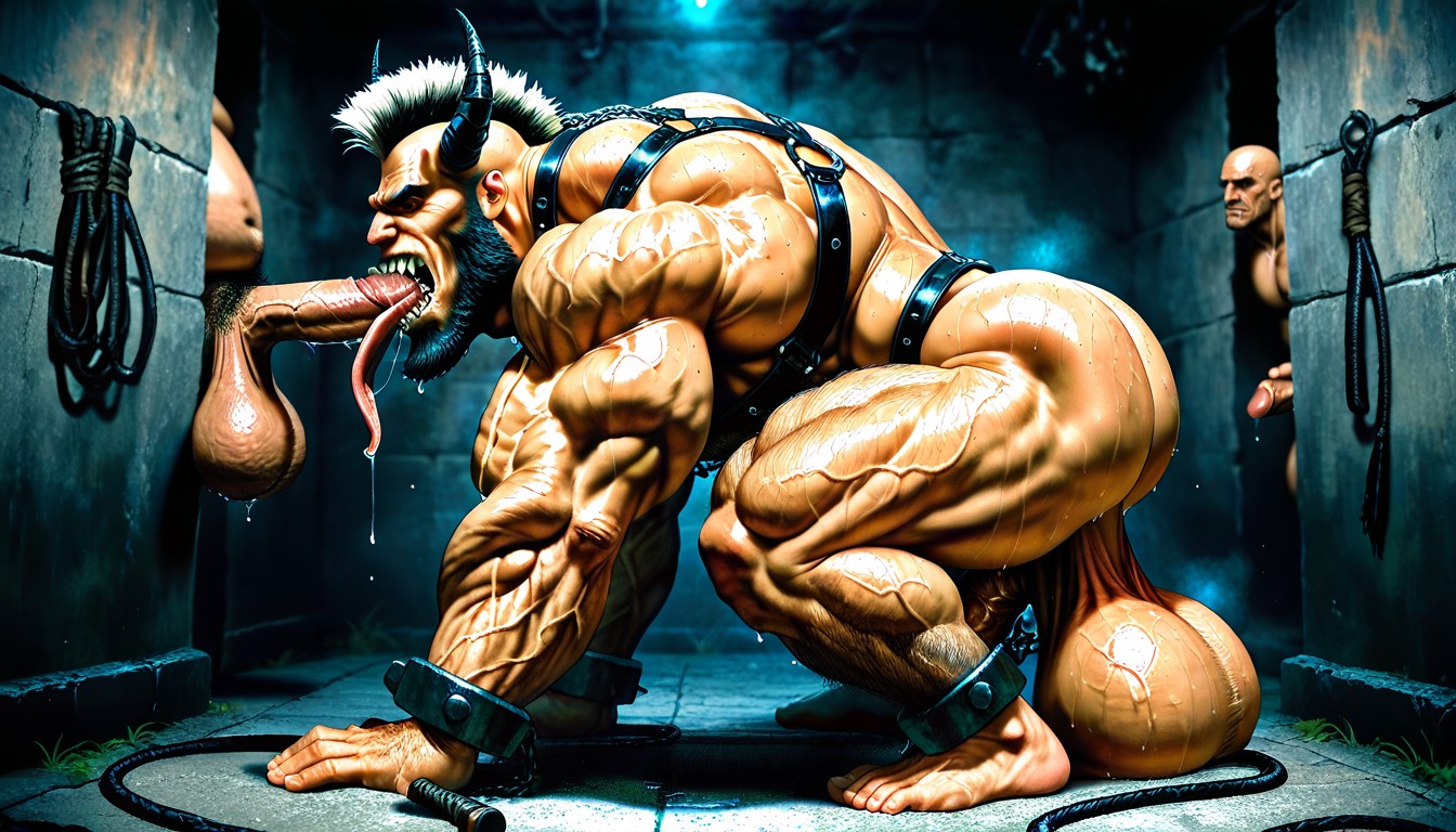 Detailed Image, Bodybuilder, Squatting AI Gay Porn