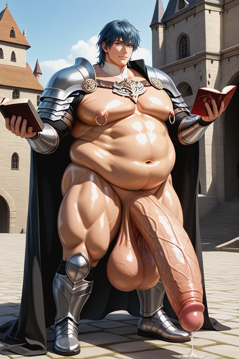 Hyper Thick Body, Excessive Precum, Black And Silver Boots AI Gay Porn