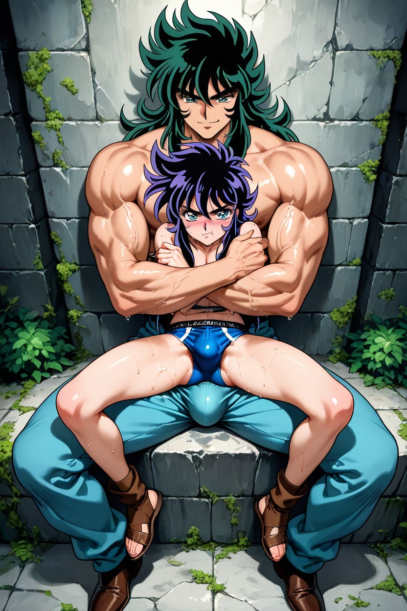 Pushes Guy Against The Wall, Ruined Temple, Capricorn Shura 게이 AI 포르노
