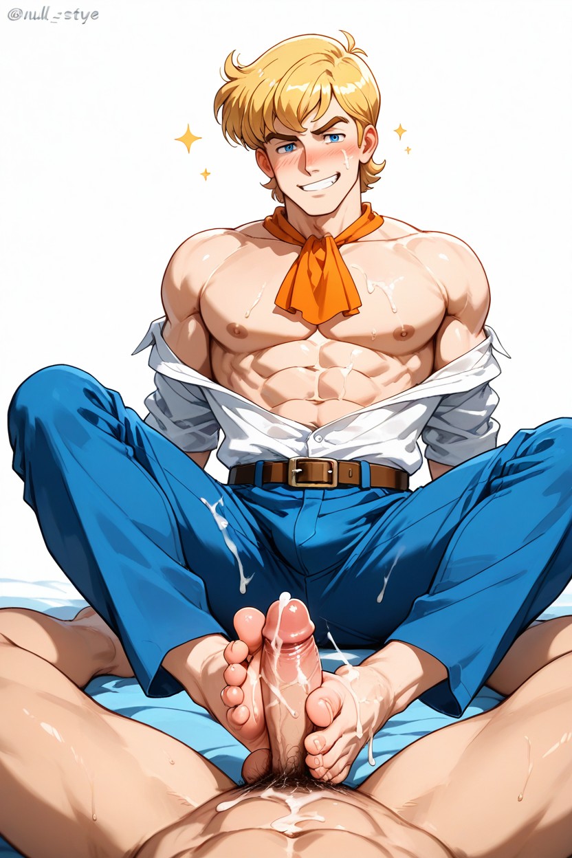 Blonde Pubes, Cum On Just Feet, Fred Jones 게이 AI 포르노