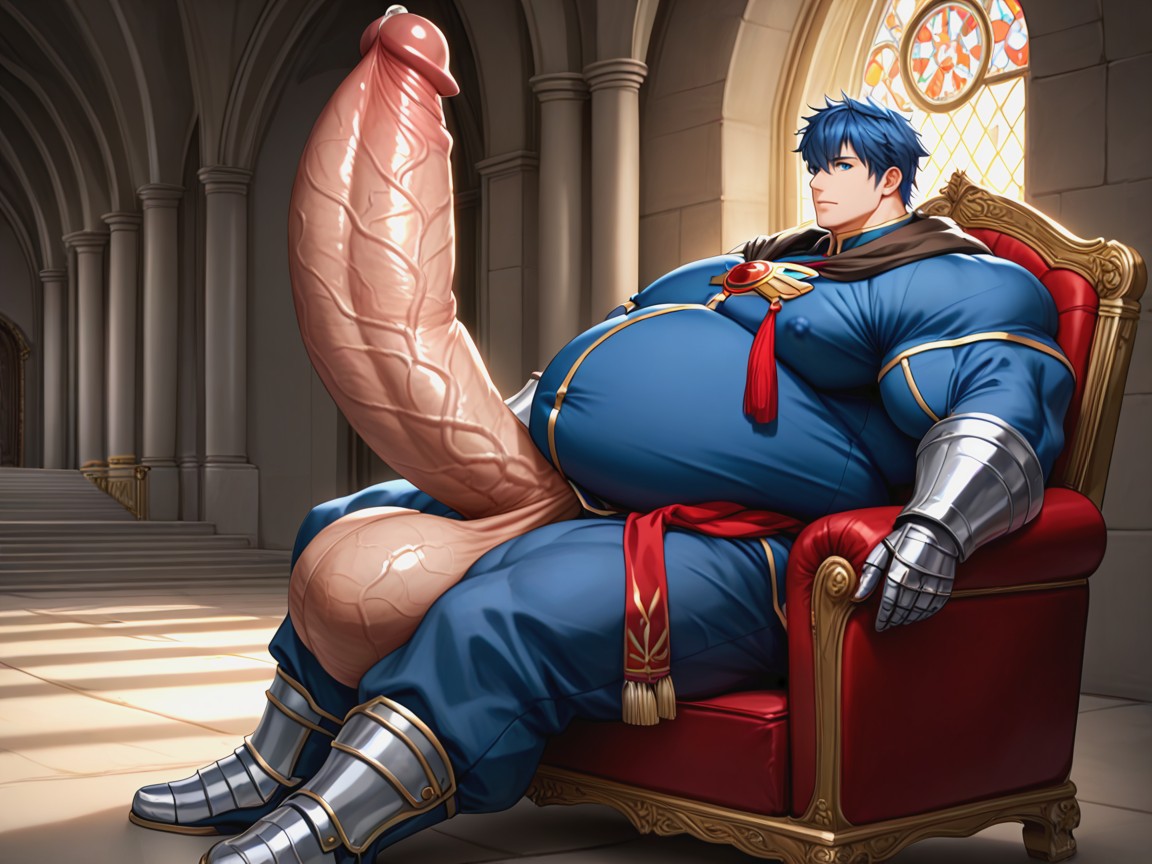 Hyper Long Gigantic Veiny Cock, Broad Shoulders, Blue Eyes AI Gay Porn
