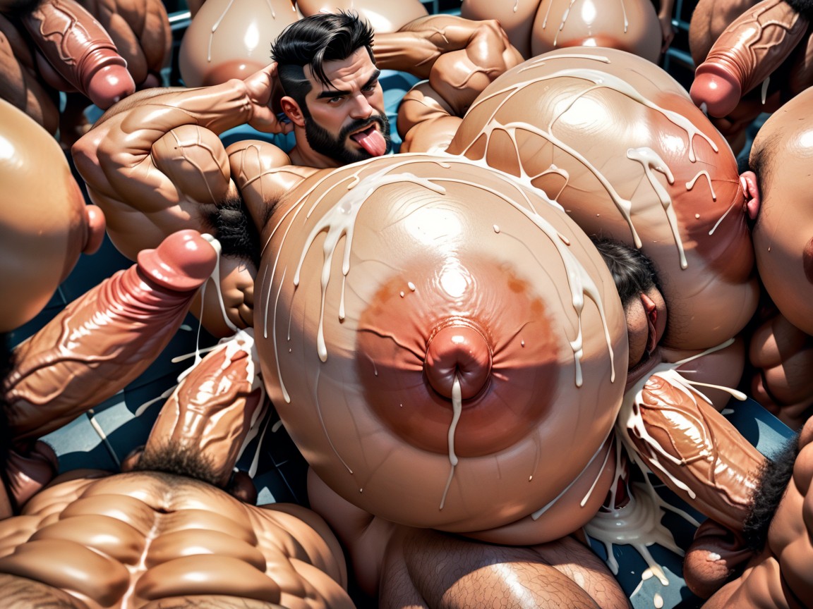 Hyper Breasts, Coxas Grossas, Hairy Thick Hyper Muscled Body Pornografia gay com IA