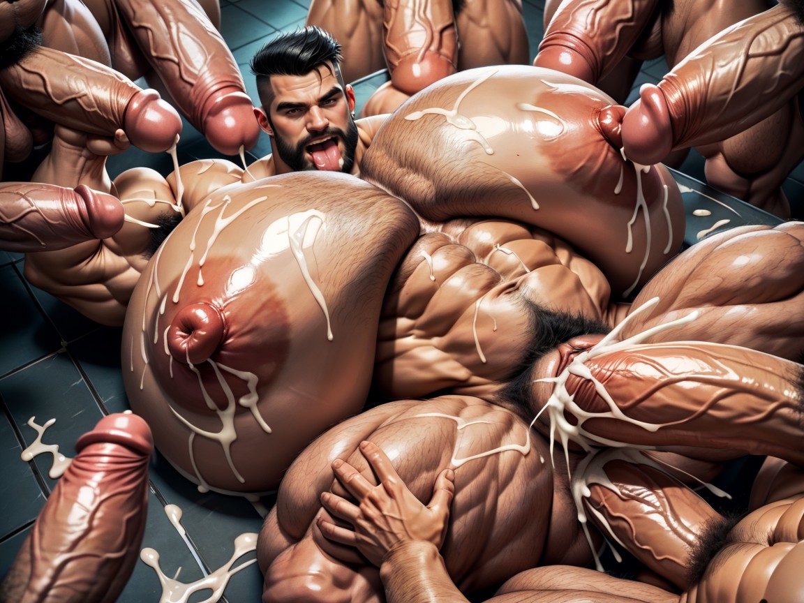 Massive Muscles, 横たわる, Cunnilingus ゲイAIポルノ