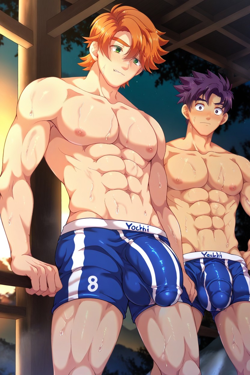 Football Sportswear, Yoichi Purple Hair, 매우 큰 게이 AI 포르노