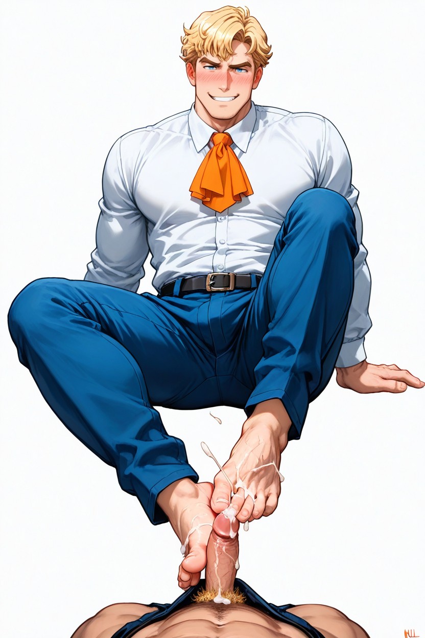 Toejob, Frat Guy, Blonde Quaffed Hair ゲイAIポルノ
