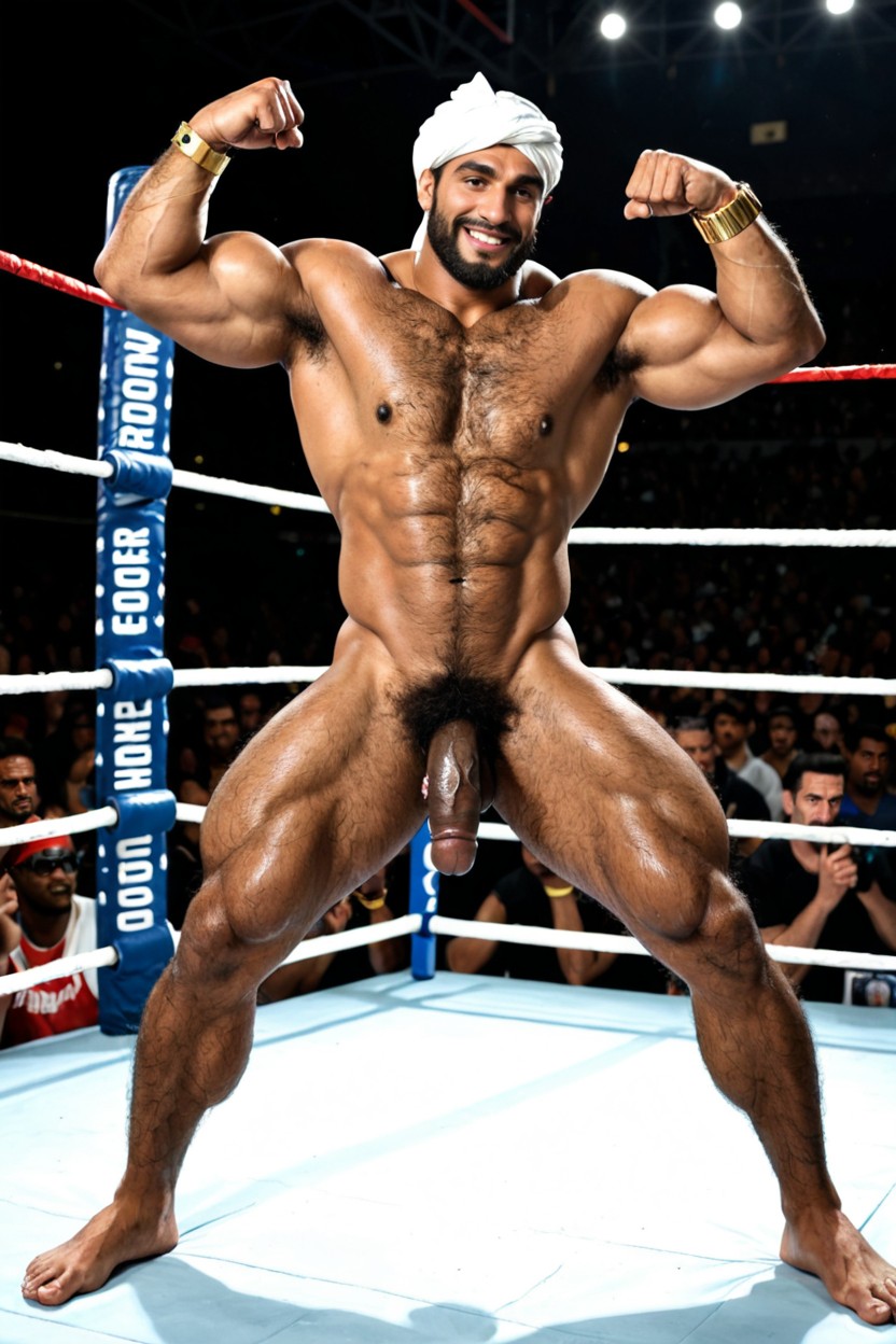 A Indian Man, Giant Hyper Muscle, Round Pecs 게이 AI 포르노