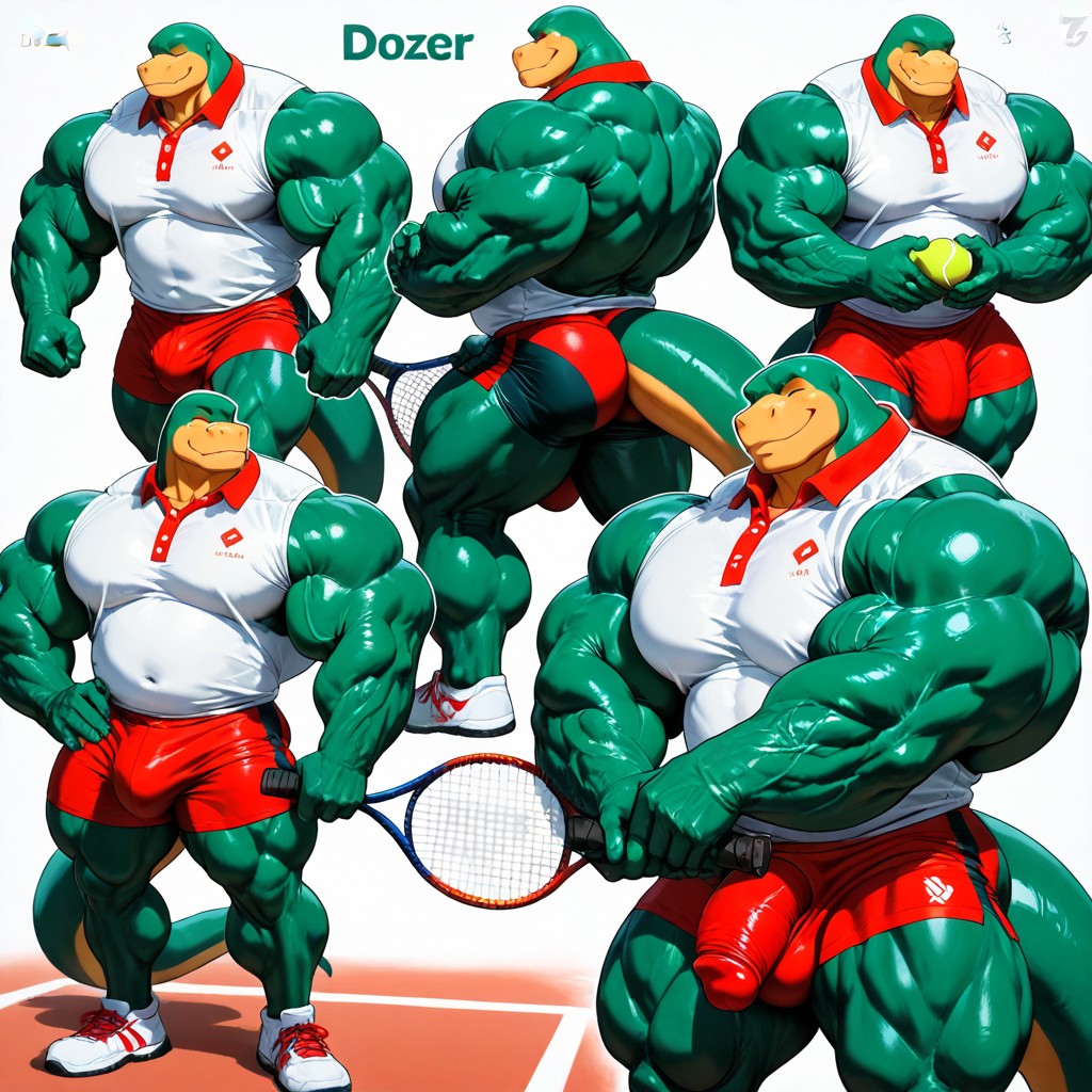 Thick Tail, Holding Tennis Racket, 25+ AI Gay Porn