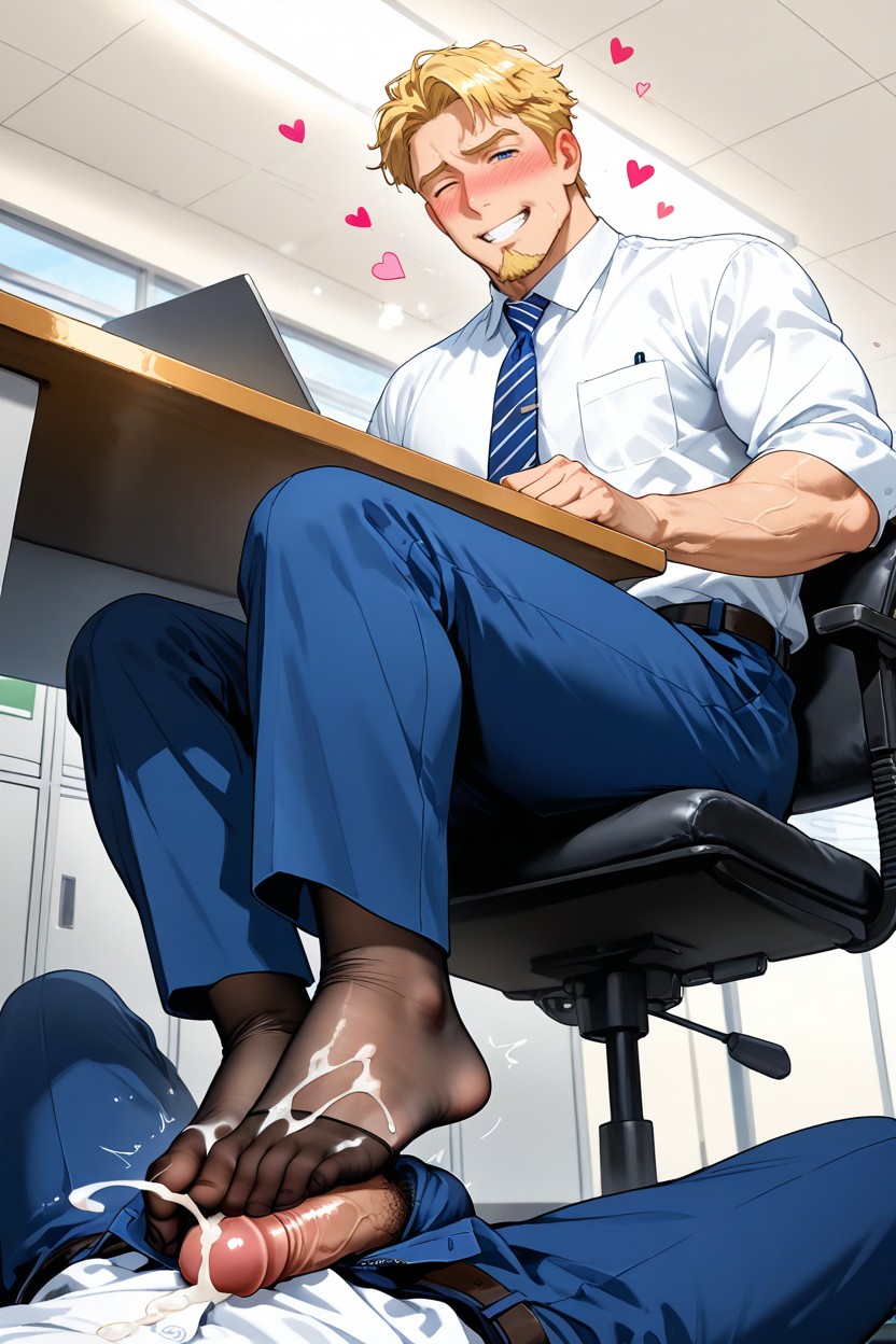 작은, Full Body, Grabbing Cock Head With Big Toe And Index Toe 게이 AI 포르노