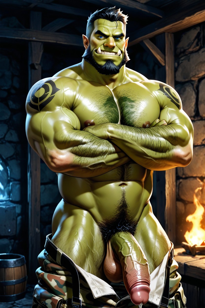 Muscular, 타투, 팔을 꼬고 게이 AI 포르노