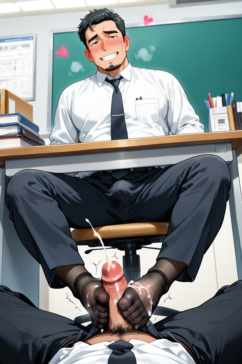 Stylised, Black Goatee, White Shirt With Colllar And Black Tie AI Gay Porn