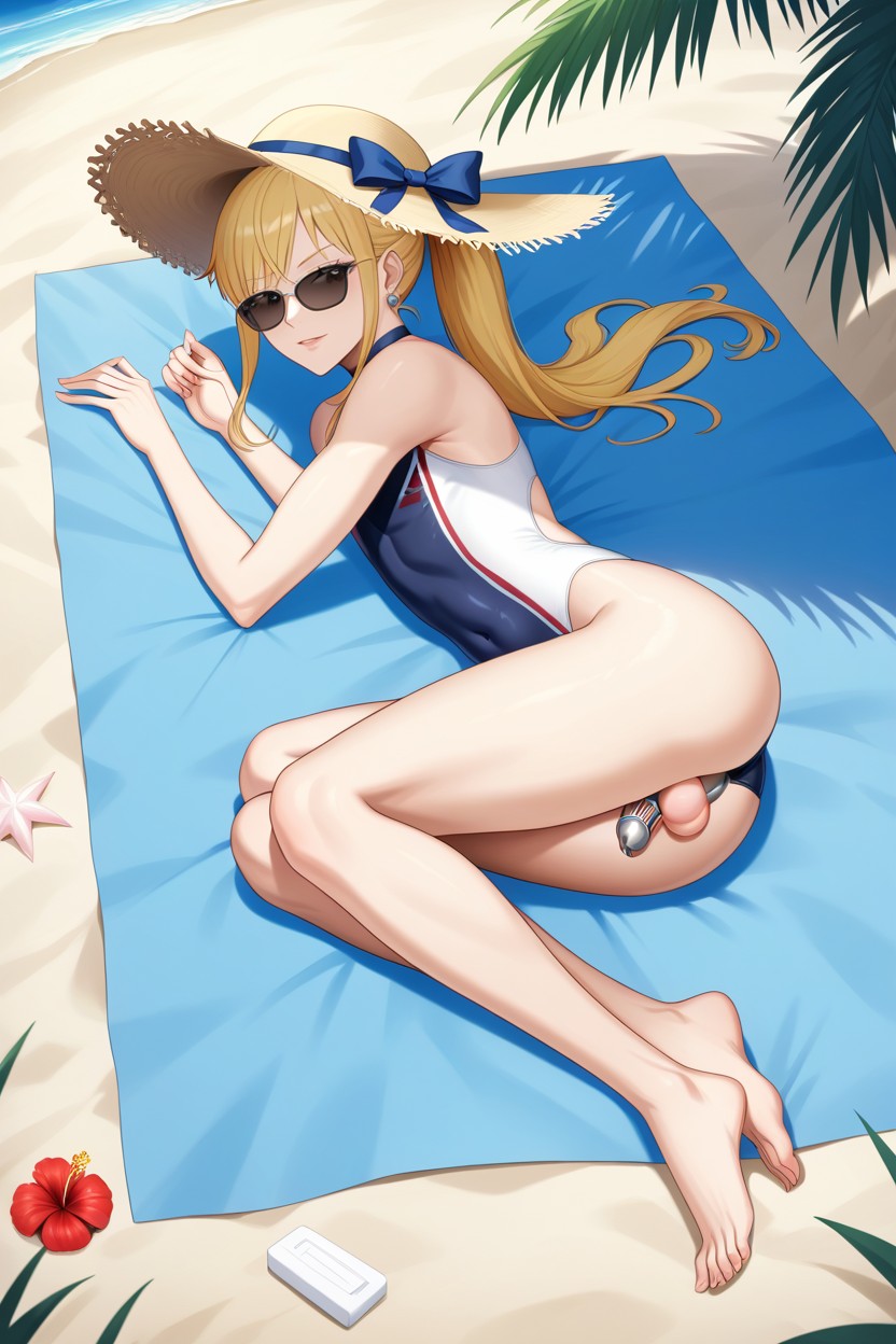 Blonde Hair, Femboy , Beach AI Gay Porn